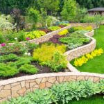 Natural stone landscaping in home garden